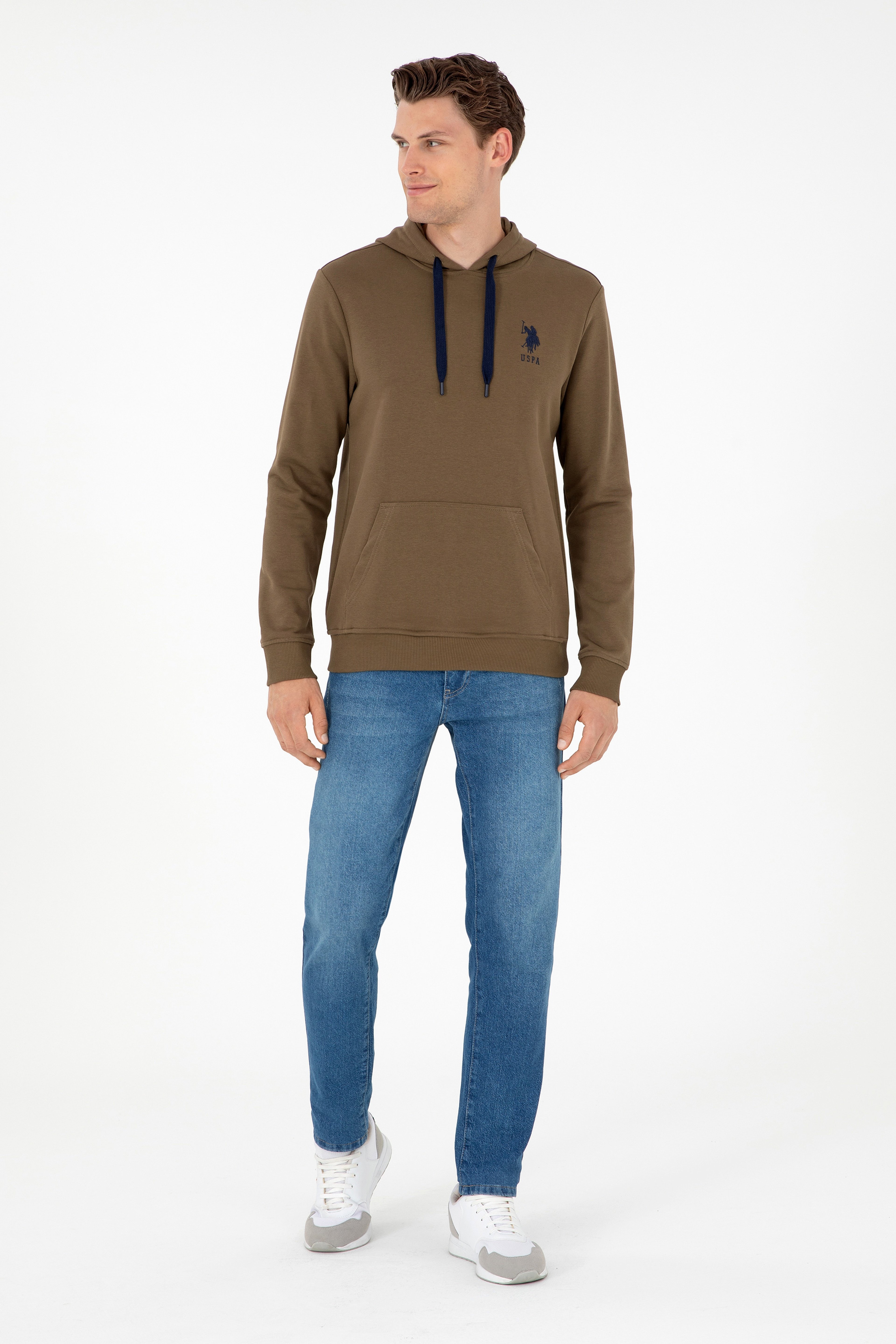 Erkek Haki Basic Sweatshirt - Image 4