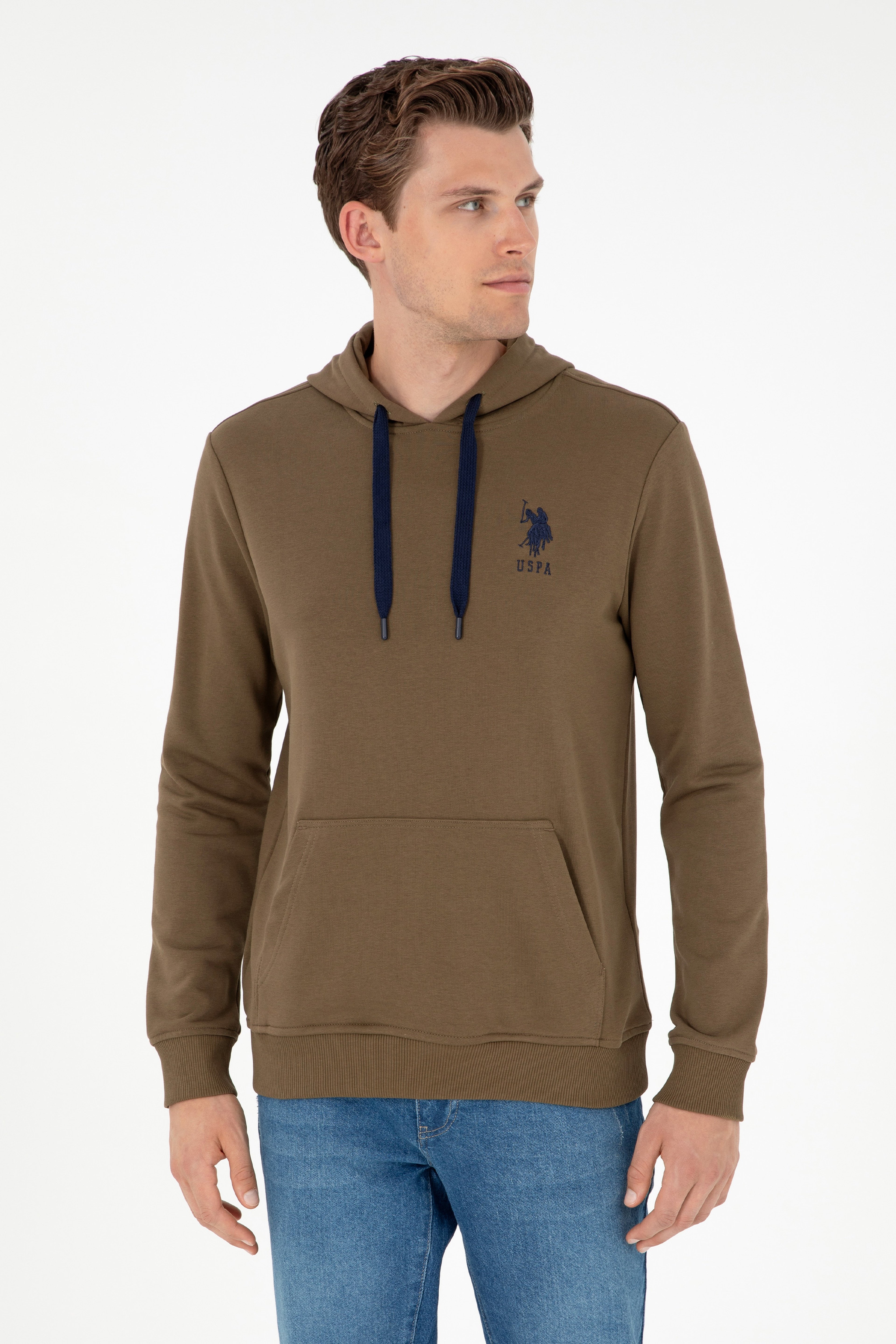Erkek Haki Basic Sweatshirt - Image 1
