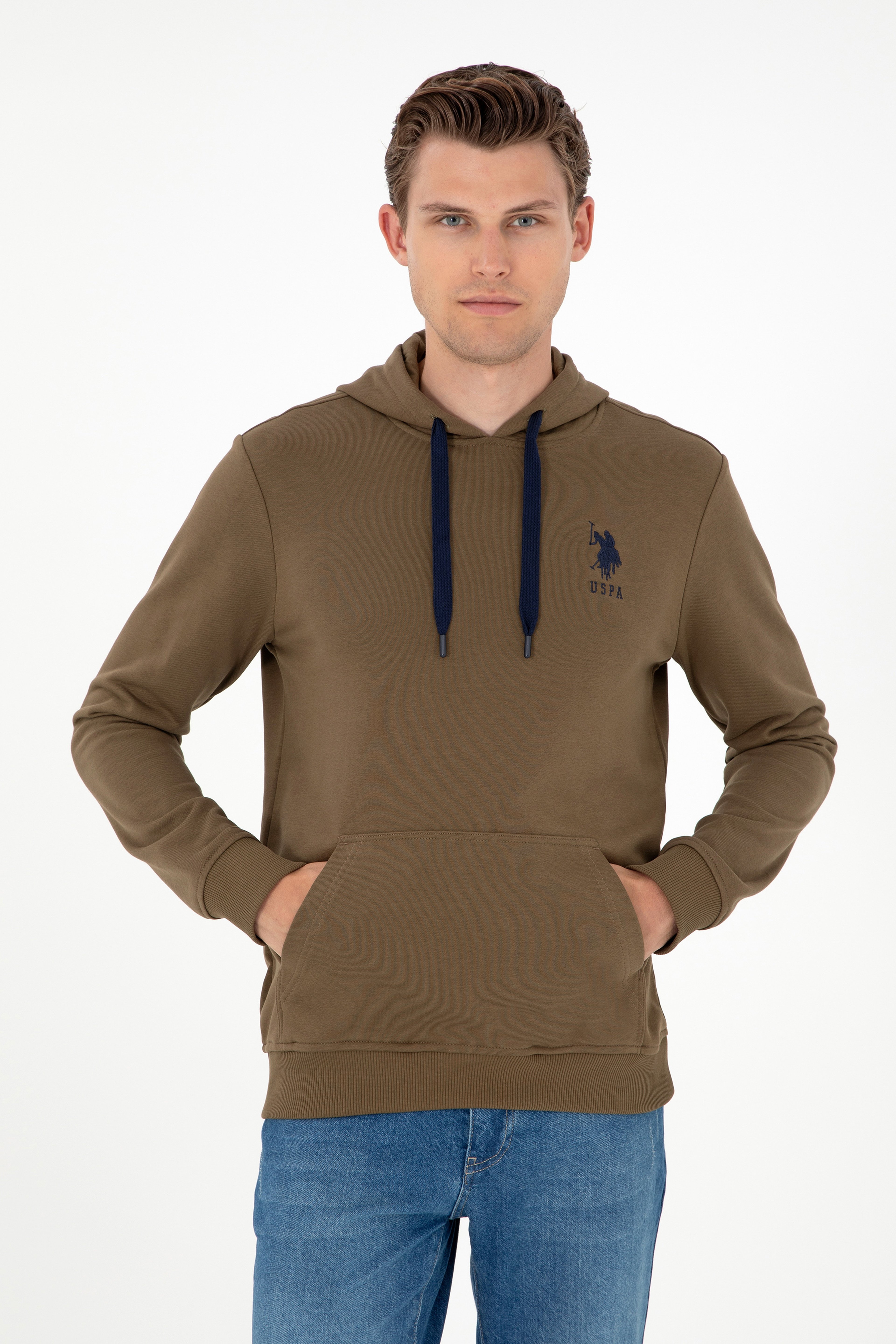Erkek Haki Basic Sweatshirt - Image 3