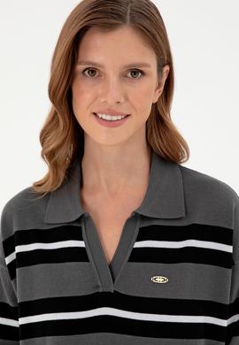 Kadın Antrasit Polo Yaka Kazak - 50297089005