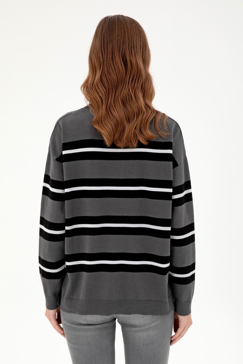 Kadın Antrasit Polo Yaka Kazak - 50297089005