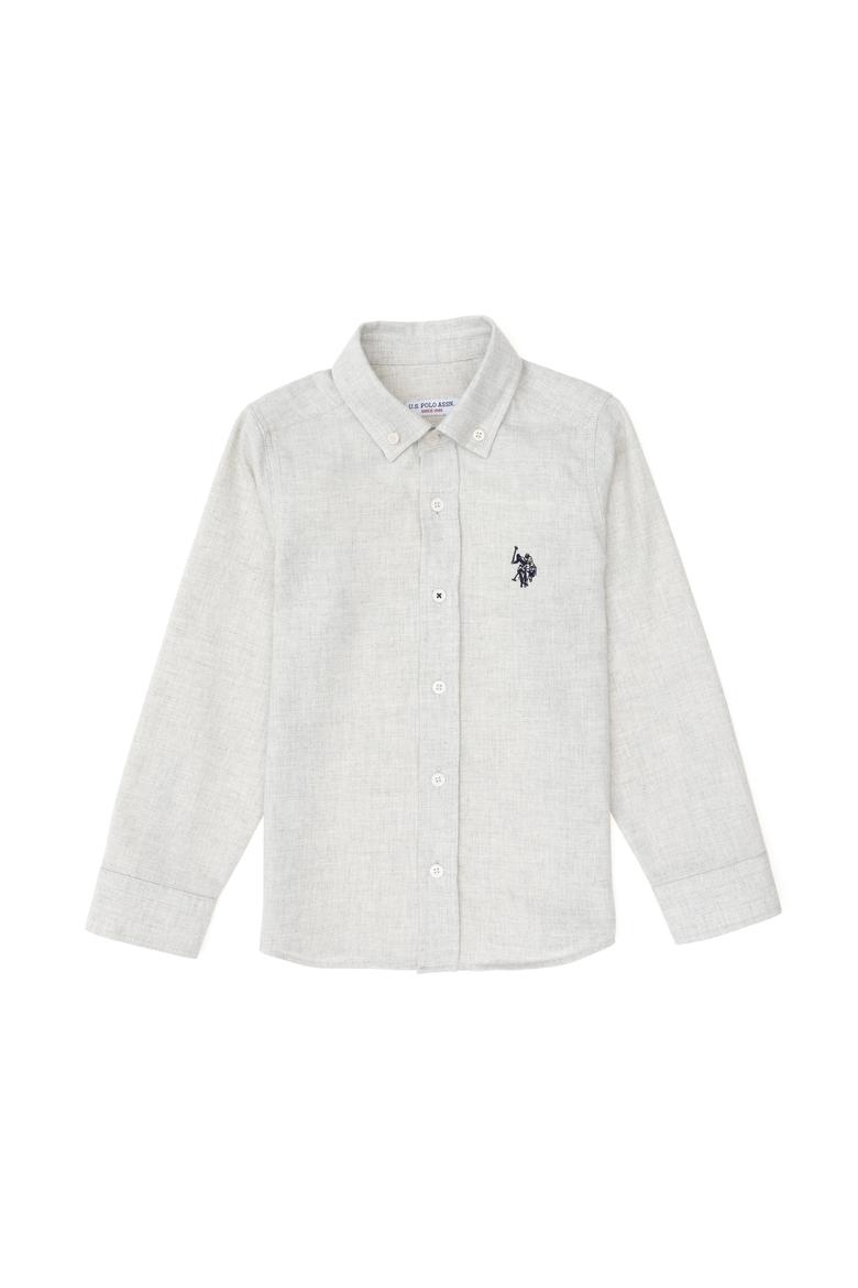 Erkek Çocuk Bej Uzun Kollu Basic Gömlek - 50297386068