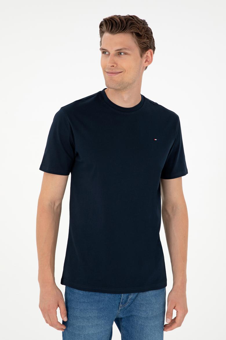 Erkek Koyu Lacivert Basic Tişört - 50297445046