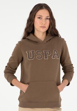 Kadın Haki Basic Kapüşonlu Sweatshirt - 50296931032