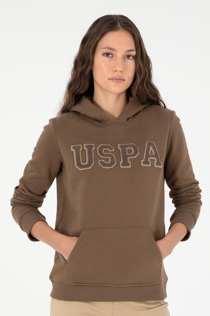 Kadın Haki Basic Kapüşonlu Sweatshirt