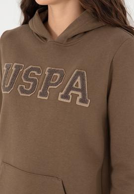 Kadın Haki Basic Kapüşonlu Sweatshirt - 50296931032