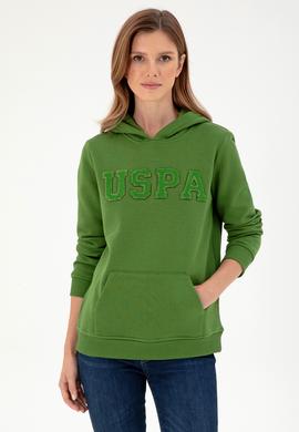 Kadın Yeşil Basic Kapüşonlu Sweatshirt - 50296931150