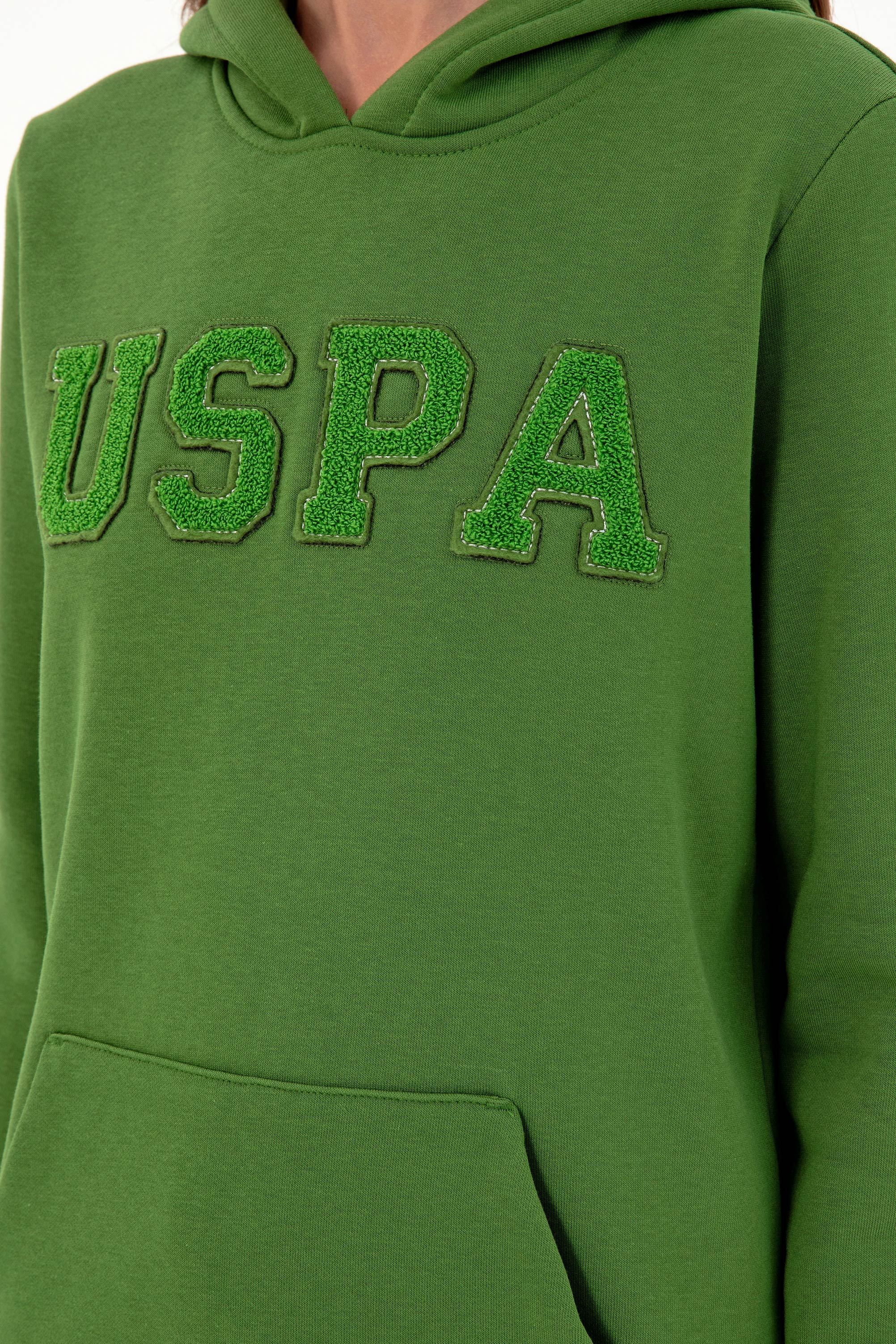 Kadın Yeşil Basic Kapüşonlu Sweatshirt - Image 7