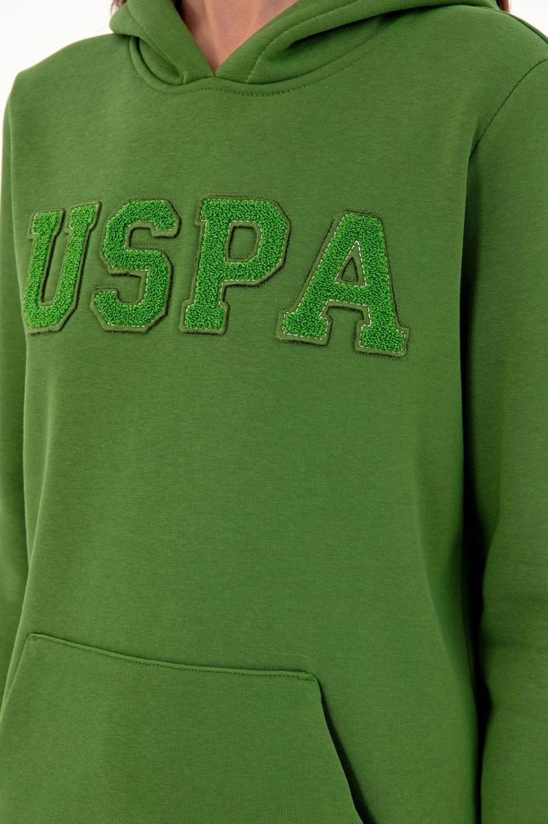 Kadın Yeşil Basic Kapüşonlu Sweatshirt