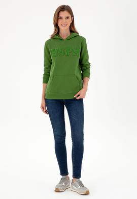 Kadın Yeşil Basic Kapüşonlu Sweatshirt - 50296931150
