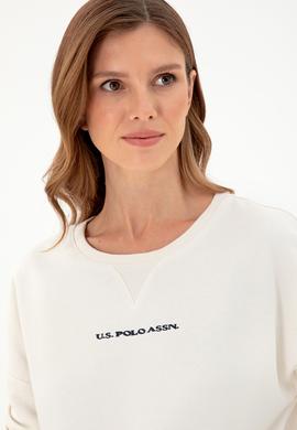 Kadın Krem Bisiklet Yaka Sweatshirt - 50296945021