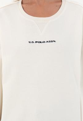 Kadın Krem Bisiklet Yaka Sweatshirt - 50296945021