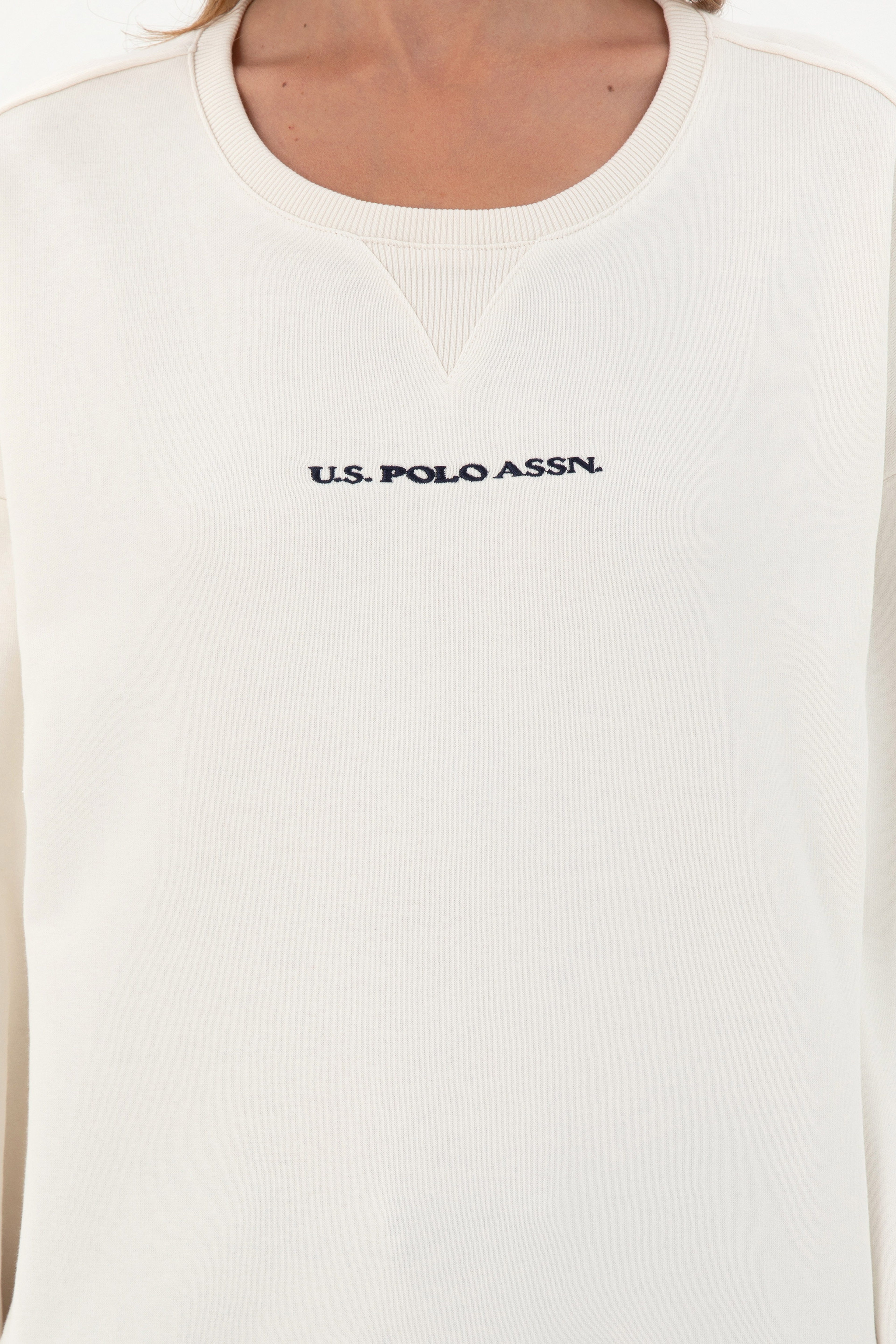 Kadın Krem Bisiklet Yaka Sweatshirt