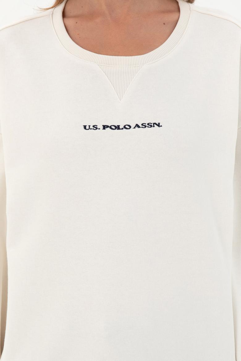 Kadın Krem Bisiklet Yaka Sweatshirt - 50296945021