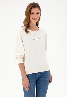 Kadın Krem Bisiklet Yaka Sweatshirt - 50296945021