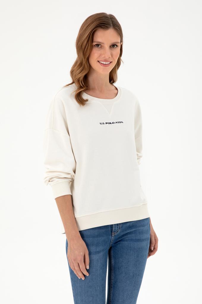 Kadın Krem Bisiklet Yaka Sweatshirt