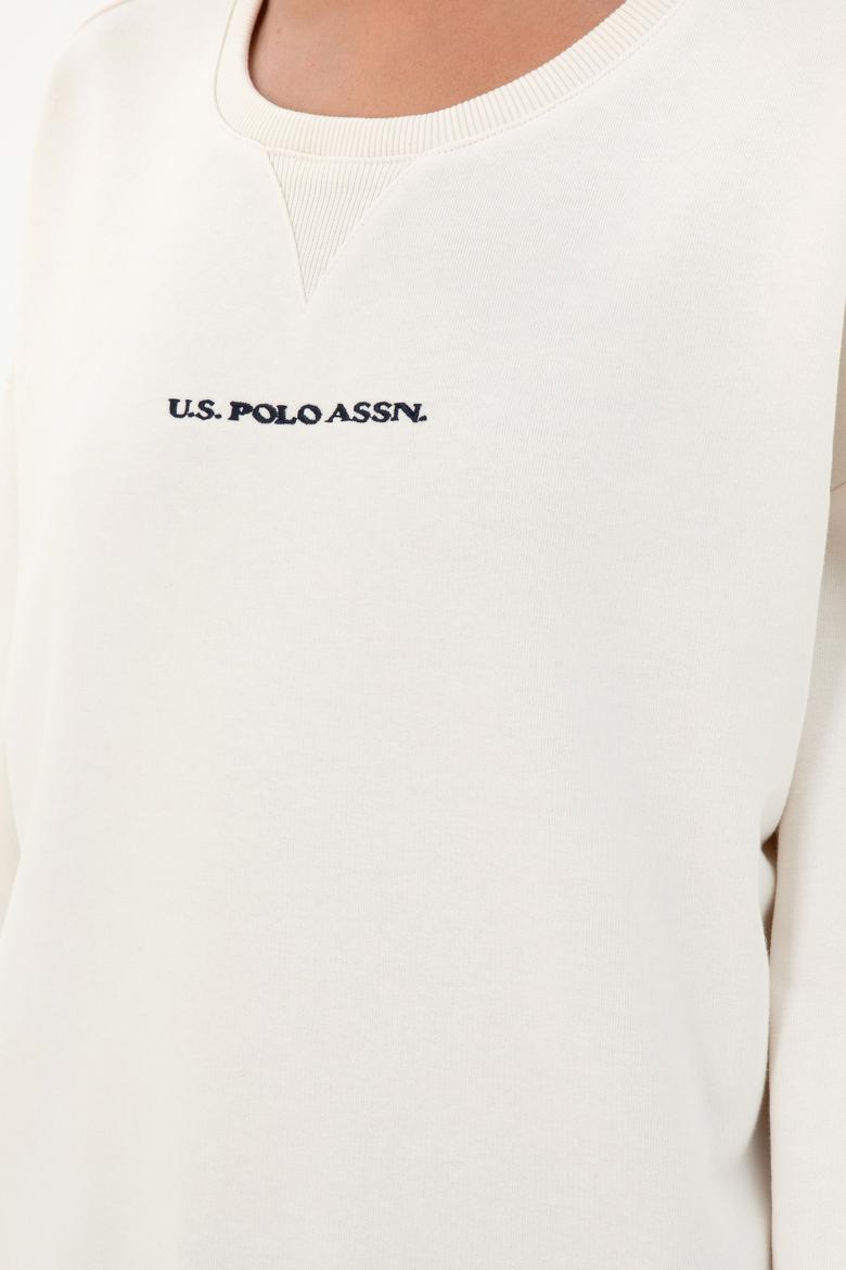 Kadın Krem Bisiklet Yaka Sweatshirt - 50296945021