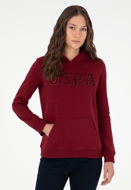 Kadın Bordo Basic Kapüşonlu Sweatshirt - 50296931013