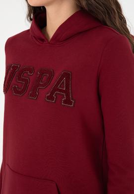 Kadın Bordo Basic Kapüşonlu Sweatshirt - 50296931013