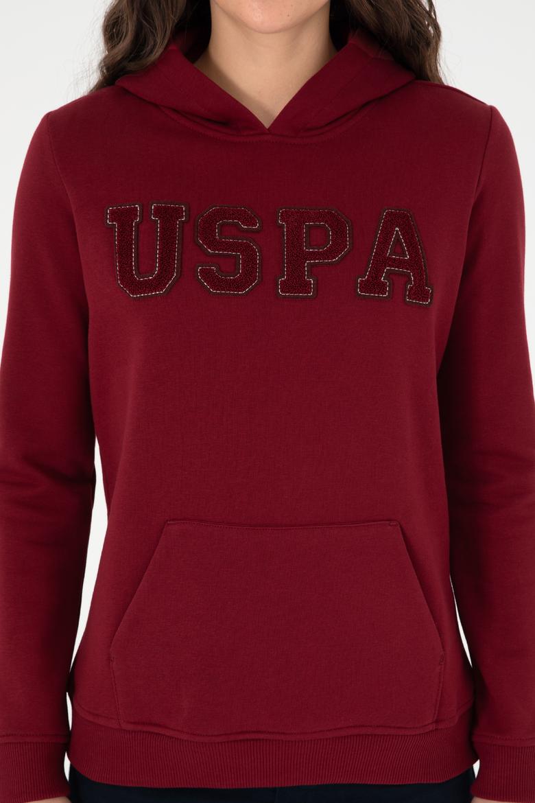 Kadın Bordo Basic Kapüşonlu Sweatshirt - 50296931013