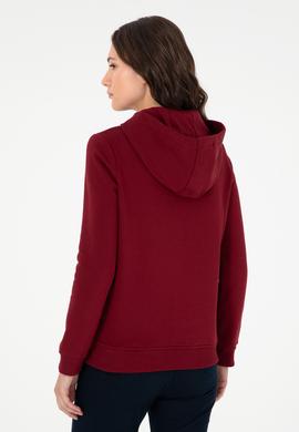 Kadın Bordo Basic Kapüşonlu Sweatshirt - 50296931013