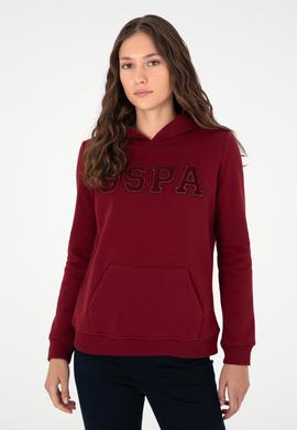 Kadın Bordo Basic Kapüşonlu Sweatshirt - 50296931013