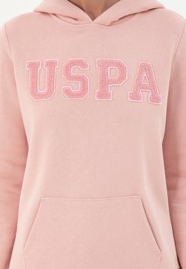 Kadın Toz Pembe Basic Kapüşonlu Sweatshirt - 50296931140