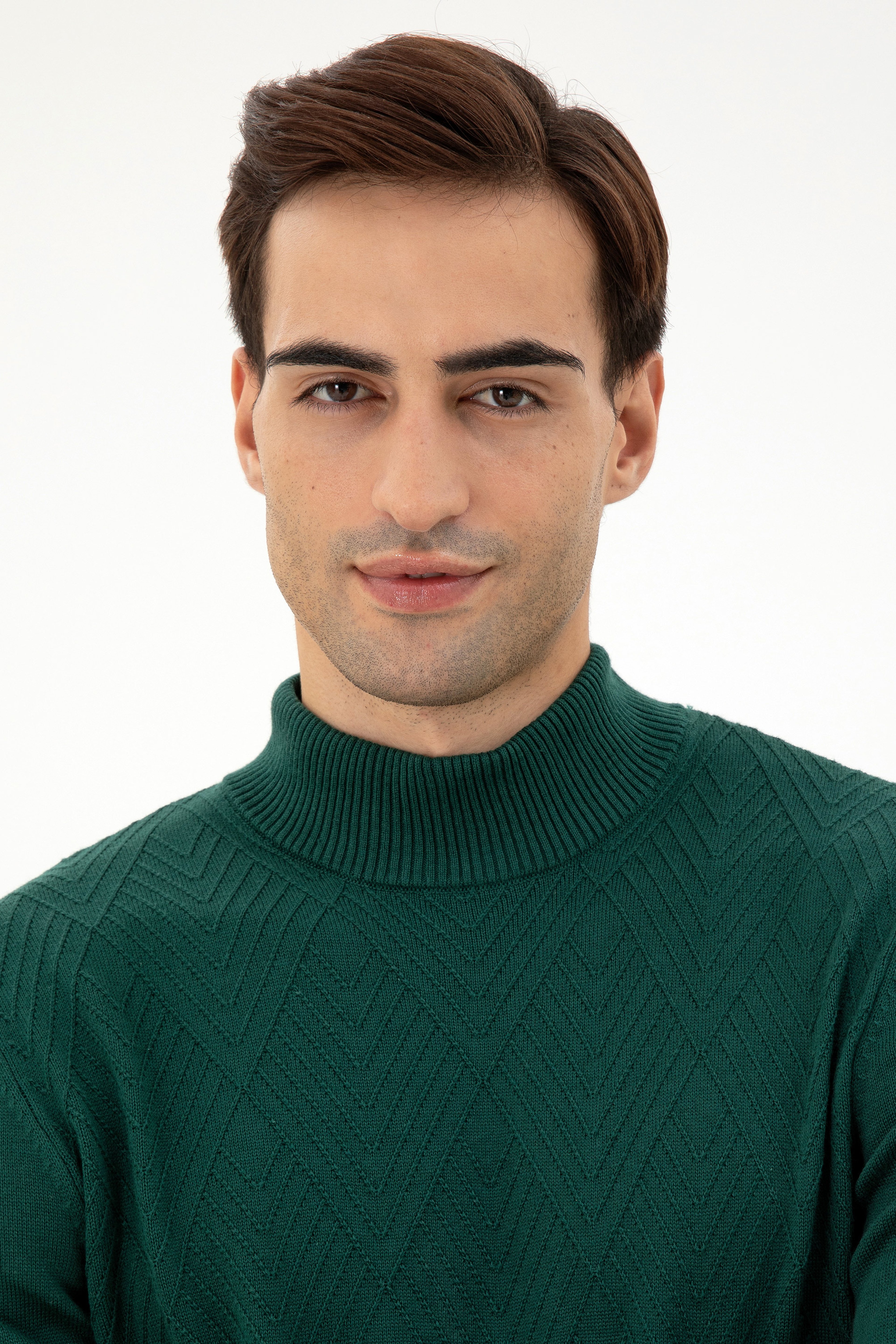 Erkek Slim Fit Balıkçı Yaka Taş Kazak - Image 2