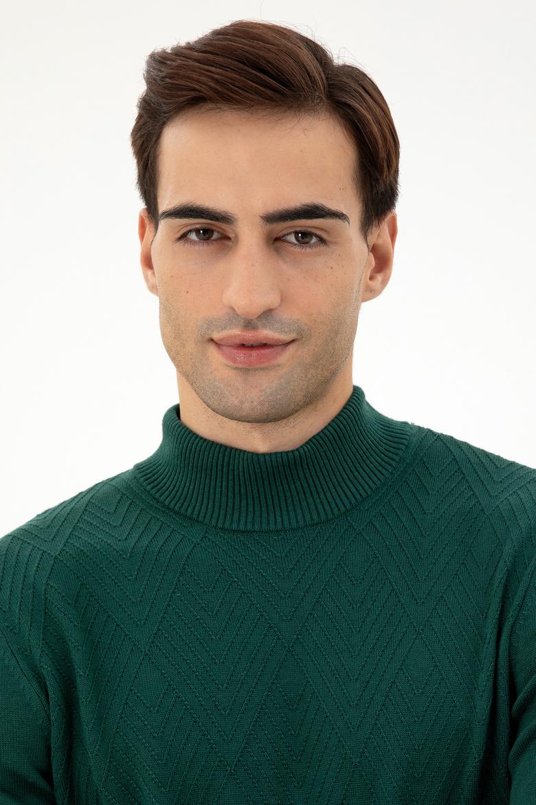 Erkek Slim Fit Balıkçı Yaka Taş Kazak - 50297038019