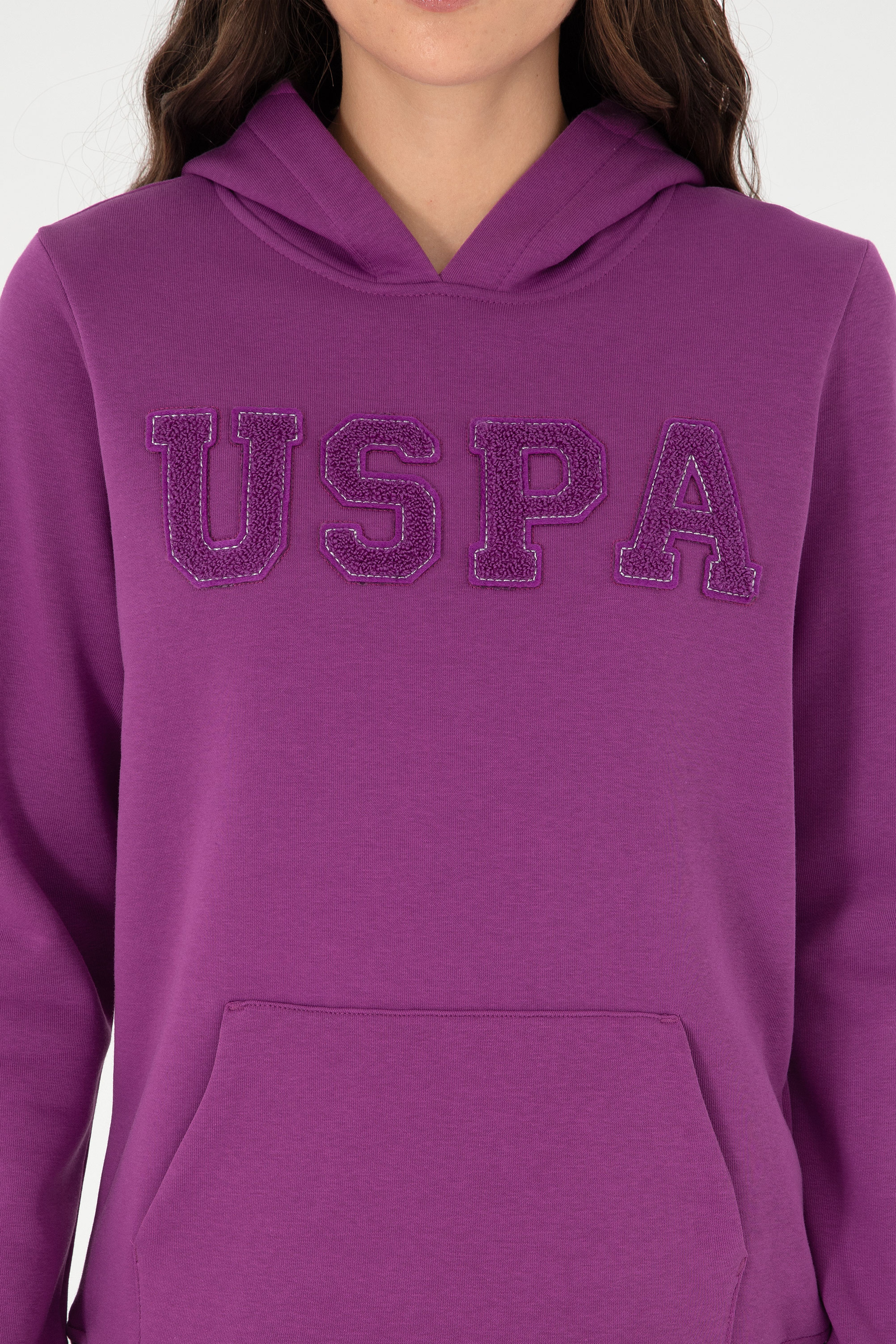Kadın Menekşe Basic Kapüşonlu Sweatshirt - Image 6