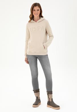 Kadın Taş Basic Kapüşonlu Sweatshirt - 50296931040