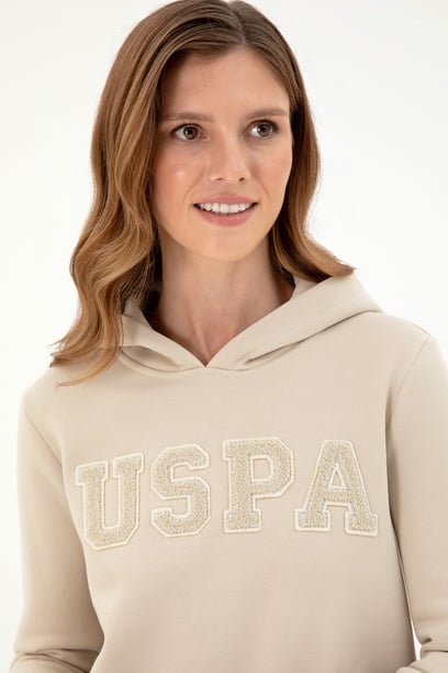 Kadın Taş Basic Kapüşonlu Sweatshirt