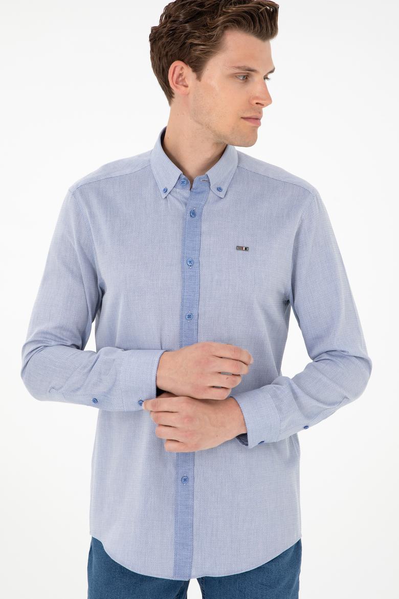 Erkek Saks Uzun Kollu Gömlek - 50292296005