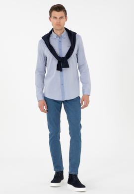 Erkek Saks Uzun Kollu Gömlek - 50292296005