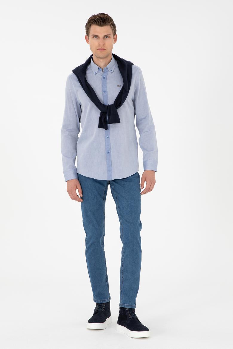 Erkek Saks Uzun Kollu Gömlek - 50292296005