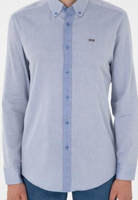 Erkek Saks Uzun Kollu Gömlek - 50292296005