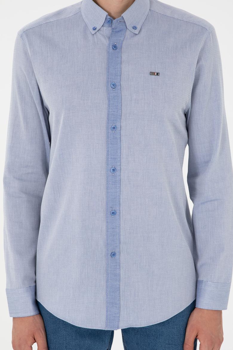 Erkek Saks Uzun Kollu Gömlek - 50292296005