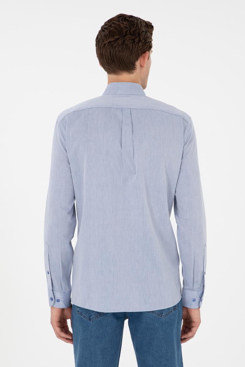 Erkek Saks Uzun Kollu Gömlek - 50292296005