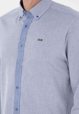 Erkek Saks Uzun Kollu Gömlek - 50292296005