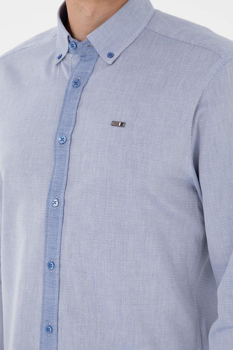 Erkek Saks Uzun Kollu Gömlek - 50292296005