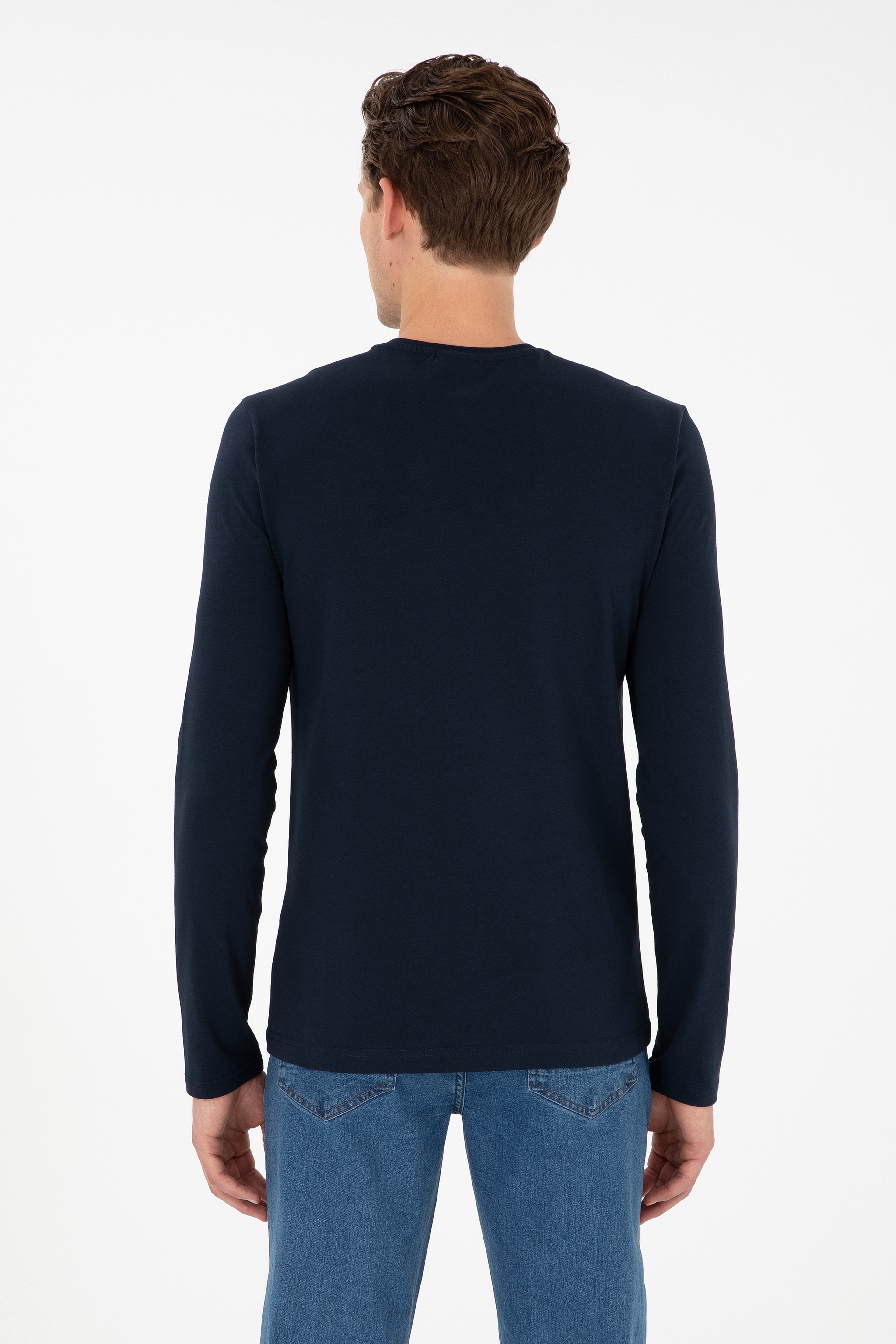 Erkek Lacivert Basic Sweatshirt - Image 5