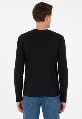 Erkek Slim Fit Bisiklet Yaka Siyah Basic Sweatshirt - 50298246024