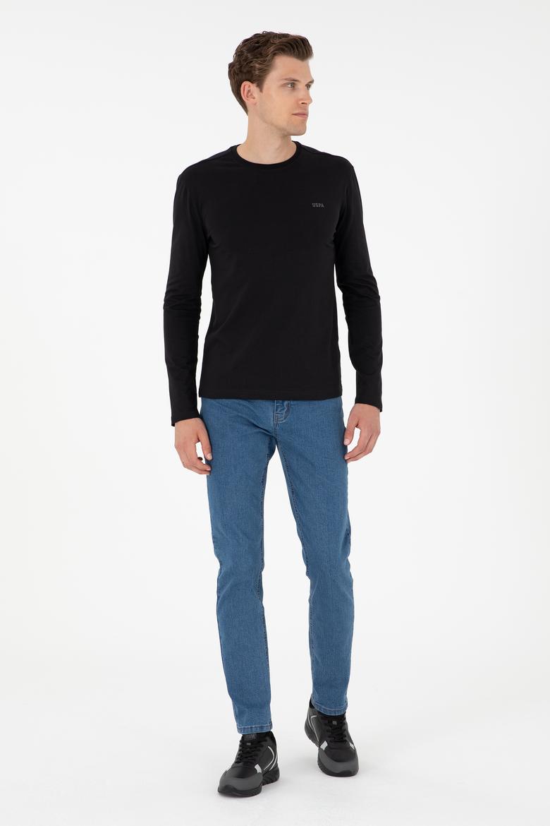 Erkek Slim Fit Bisiklet Yaka Siyah Basic Sweatshirt - 50298246024