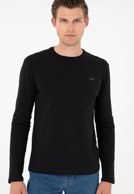 Erkek Slim Fit Bisiklet Yaka Siyah Basic Sweatshirt - 50298246024