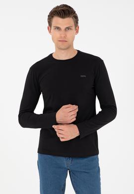 Erkek Slim Fit Bisiklet Yaka Siyah Basic Sweatshirt - 50298246024