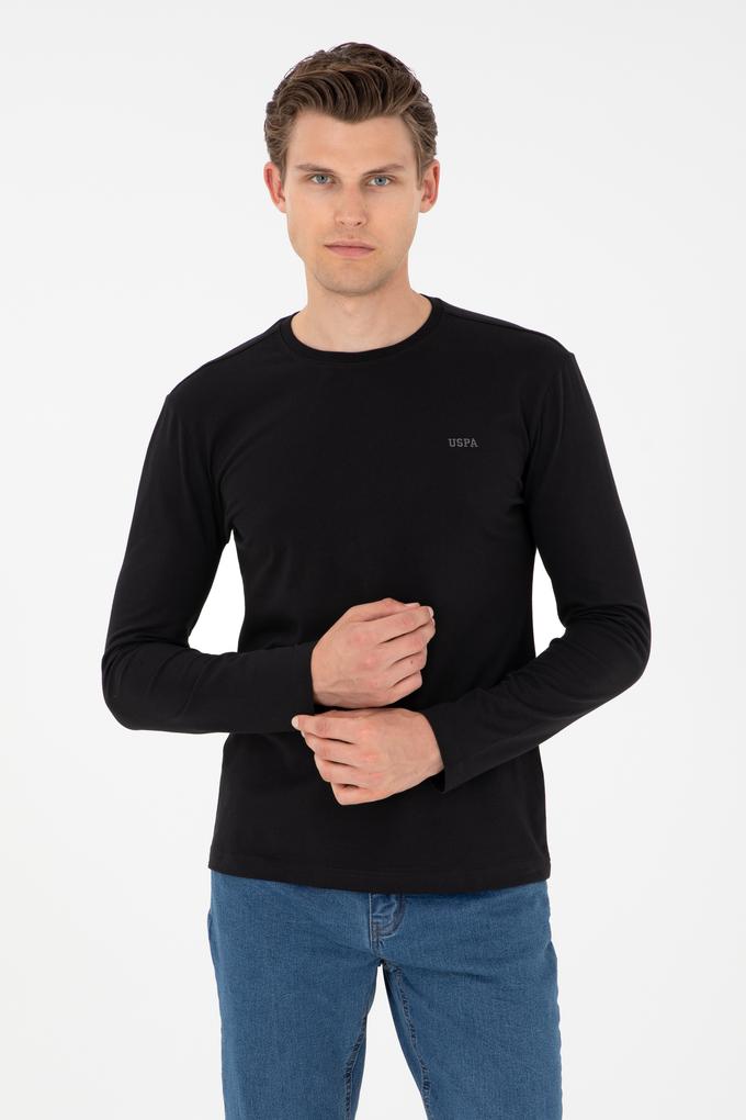 Erkek Slim Fit Bisiklet Yaka Siyah Basic Sweatshirt