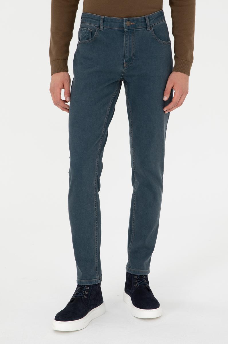 Erkek Gri Slim Fit Jean Pantolon