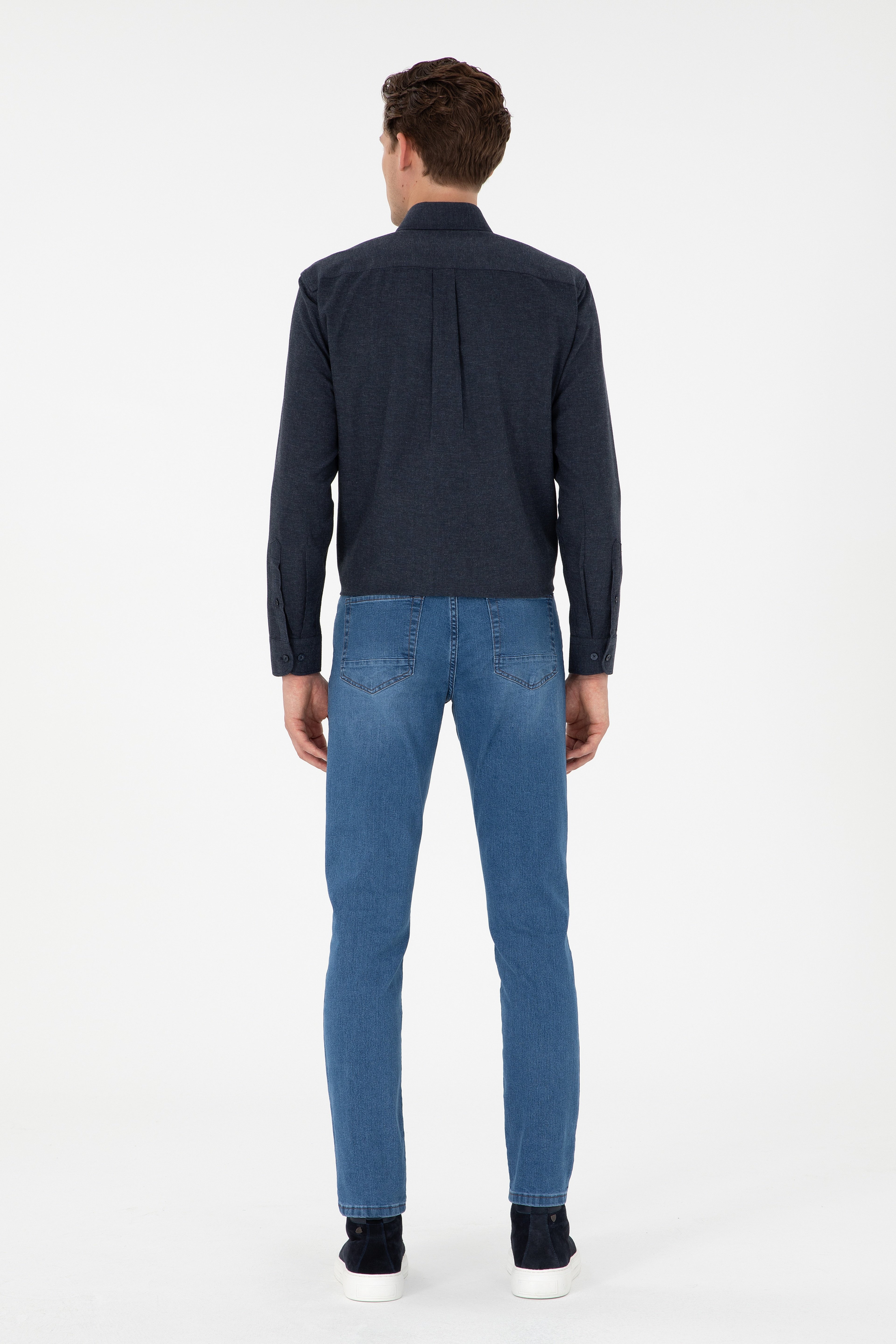 Erkek Mavi Slim Fit Jean Pantolon - Image 4