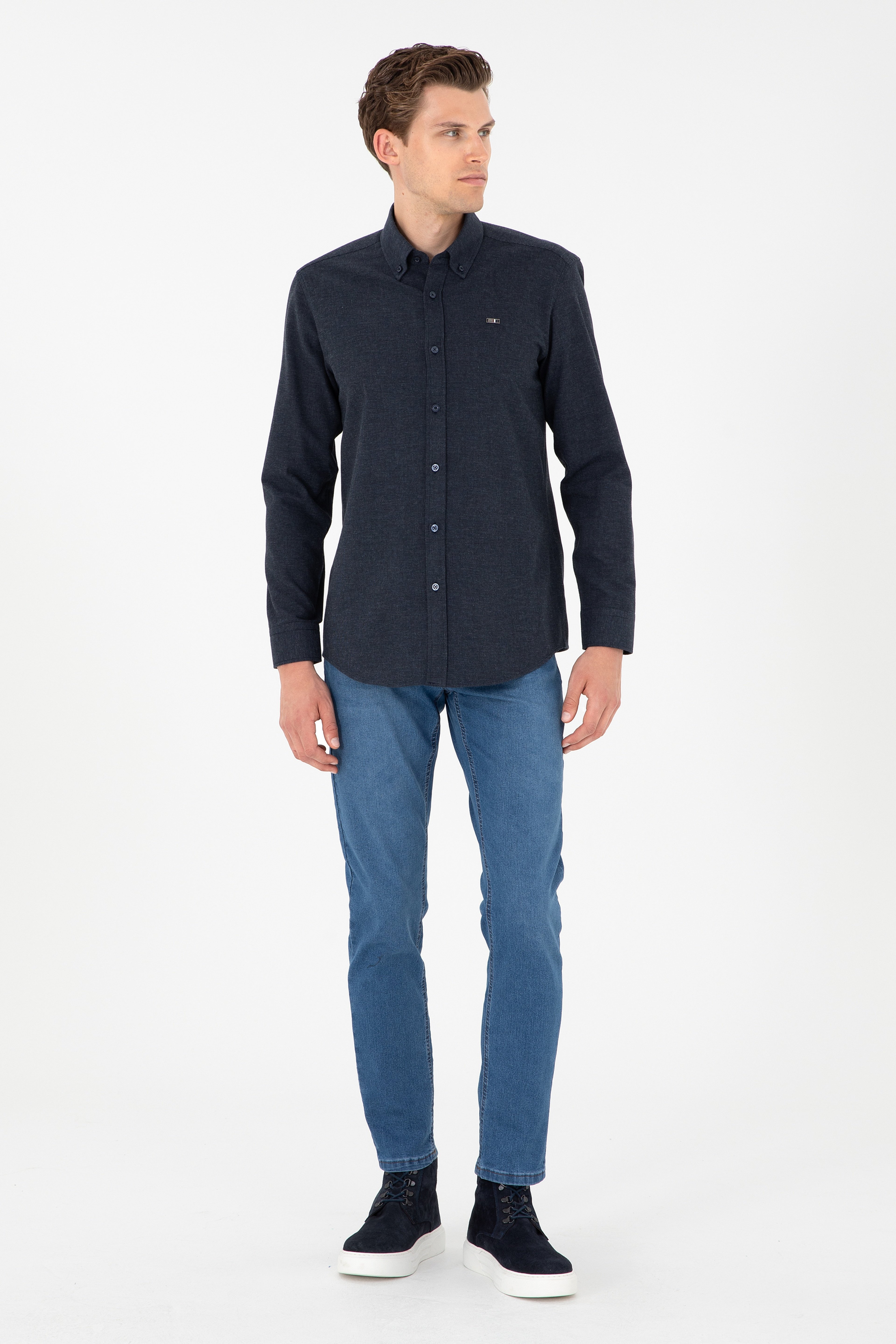 Erkek Mavi Slim Fit Jean Pantolon - Image 3