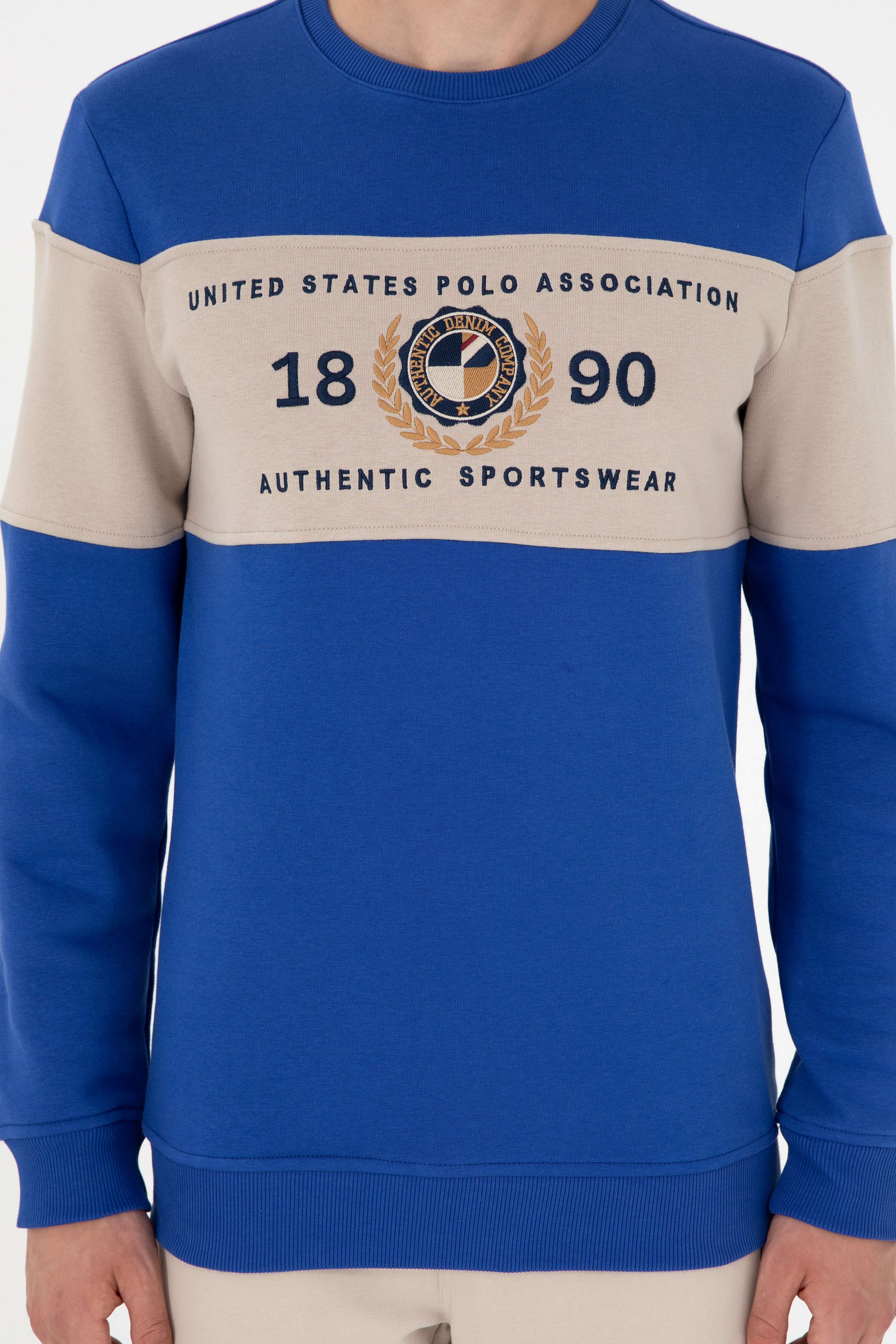 Erkek Regular Fit Bisiklet Yaka Saks Sweatshirt - Image 6